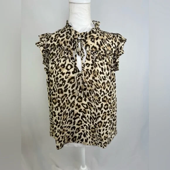 NEW / J.Crew Ruffle tie-neck top in leopard print - Picture 4 of 4